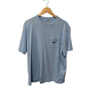 Vineyard Vines Sky Blue Pocket T-Shirts Men's Size L Simple Capsule Whale